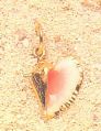 14K Gold 15MM Queen Conch Shell Pendant with Porcelain