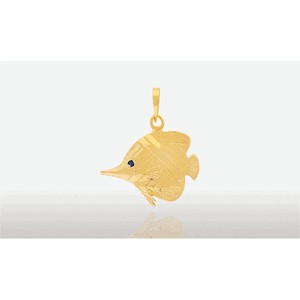 14K Gold 20MM Butterfly Fish Pendant