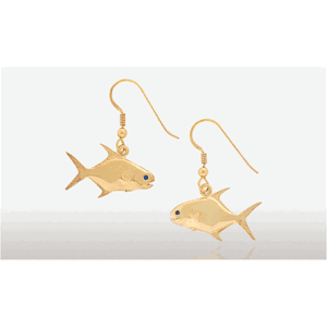 14K Gold 25MM Permit Fish Earring with French Wire