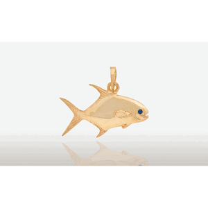 14K Gold 27MM Permit Fish 3-D Pendant