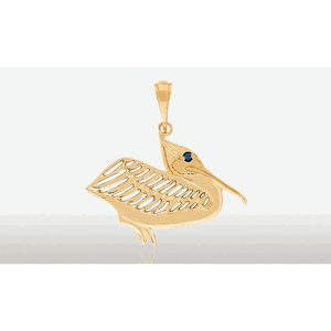 14K Gold 30MM Pelican Silhouette Pendant