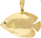 14K Gold 35MM Regal Angel Fish Sapphire Pendant - PC-952-PEN
