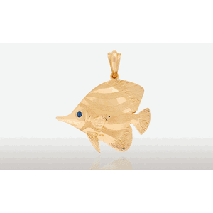 40mm Large Butterfly Fish Pendant - 14K Gold