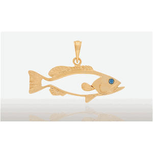 40mm Large Grouper Pendant - 14K Gold