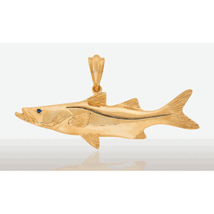 14K Gold 55MM Snook Fish Pendant