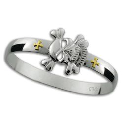 Pirate Hook Bracelet - Sterling Silver & 14K Gold 8mm 7.0 Inch