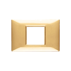 Plate: Technopolymer, Polished Gold, 3 Module With 2 Module Center-opening, Plana Series - Vm14652.24