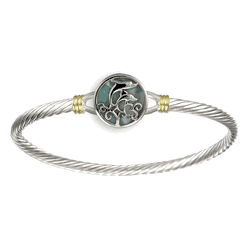 Pure Joy Larimar Cable Hook Bracelet - Silver & 14K 3.5mm 8 Inch