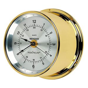 Meridian Analog Quartz Clock - Brass Case, Silver Dial
