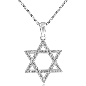 Rhodium Plated and CZ Star of David Necklace DAZ-DGN-1016