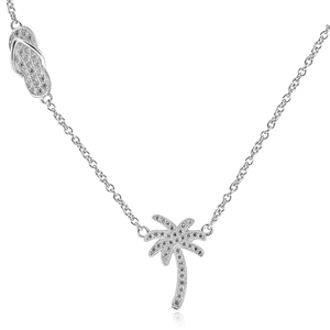 Rhodium Plated with Palm Tree and Sandal Necklace DAZ-DGN-1018