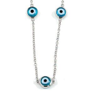 Rhodium Plated with Simulated Sapphire and CZ Necklace DAZ-DBN2152
