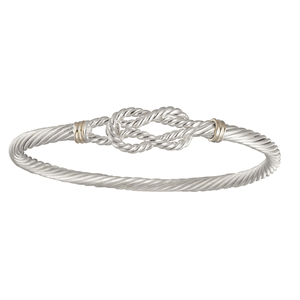 Sailors Knot Cable Hook Bracelet - Silver & 14K Gold 3.5mm 7.5 Inch