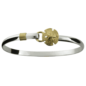 Sand Dollar Hook Bracelet - Sterling Silver & 14K Gold 4mm 7 Inch - C42CSD70