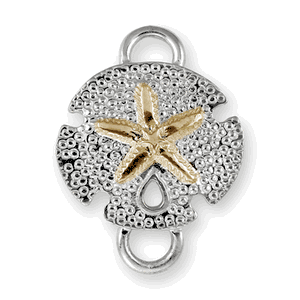 Sand Dollar Non Polished Clasp Rhodium Plated Sterling Silver W/14ky Accent - TTCCSD1-R