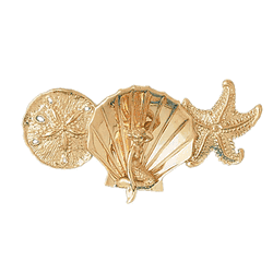 Sand Dollar, Starfish, Shell with Mermaid Gold Charm DAZ-198