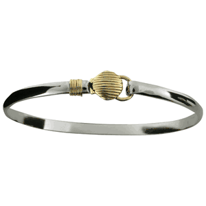 Scallop Hook Bracelet - Sterling Silver & 14K Yellow Gold 4mm 7.0 Inch