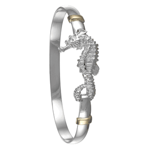 Seahorse Hook Bracelet - Sterling Silver & 14K Gold 6mm 8.5 Inch