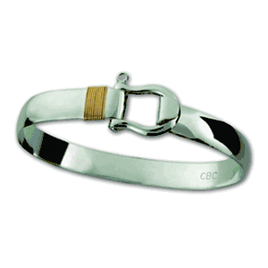 Shackle Hook Bracelet - Sterling Silver & 14K Gold 8mm 7.5 Inch