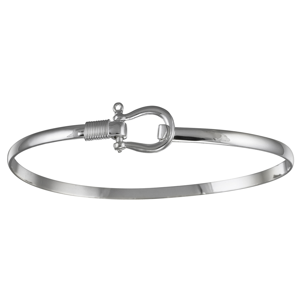 S3SHA70 Shackle Hook Bracelet Sterling Silver 3mm 7 In...
