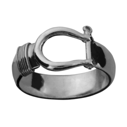Shackle Hook Ring - 14K White Gold 6mm Size 11