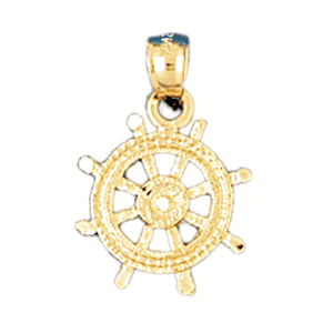 14K Gold Ships Wheel Charm-Daz-1197