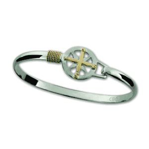 SS/14k Gold 4mm Compass Hook Bracelet 8.0  - C4COMP80