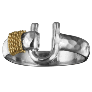 SS/14k Gold 4mm Hammered Caribbean Hook Rings 13  - RC4HKHAM13