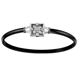 4mm Black Titanium Bar With Sterling Silver Square Treasure Coin And Wraps 7.0 Inch - S4SQTCBT70