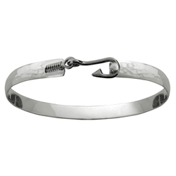 Ss 4mm Hammered Fish Hook Bracelet 7.0 Inch - S4HAMFISH70