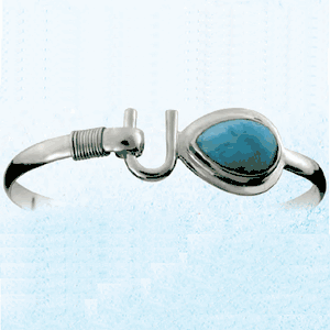 Ss 4mm Larimar Cab Hook Bracelet W/ss Wraps 8.0 Inch - LBS4CBHK80