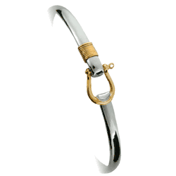 Ss 4mm Shackel Bracelet W/14ky Shackel And Wraps 6.5 Inch - C42CSHA65