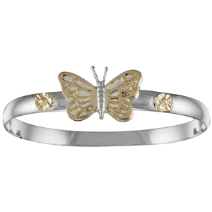 Ss 6mm Butterfly White Bracelet W/14ky Wings And Wrap 6.5 Inch - TT6BFW65