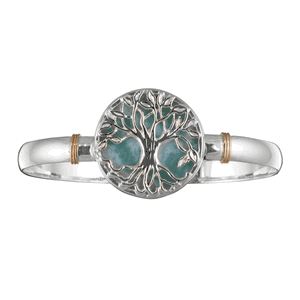 Ss 6mm Tree Of Life Larimar Bracelet W/14ky Wraps 6.0 Inch - C6TLL60