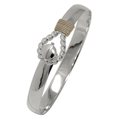Sterling Silver 8mm In Port Hook Bracelet W/14ky Wraps