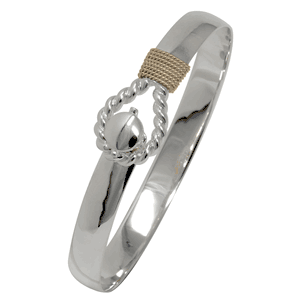 Ss 8mm In Port Hook Bracelet W/14ky Wraps 8.0 Inch - C8IPH80