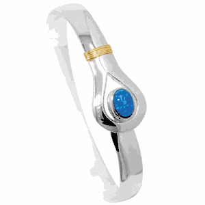 Ss 8mm Opal Unity Hook Bracelet W/imi Opal & 14ky Wraps 7.5 Inch - C8OPUNY75