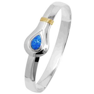 Ss 8mm Pear Shape Opal Unity Hook Bracelet W/imi Opal & 14ky Wraps 8.0 Inch - C8PSOPUNY80