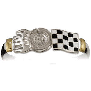 Ss 8mm Racing Tires W/ Flames Bracelet W/14k 7.0 Inch - RTFC870
