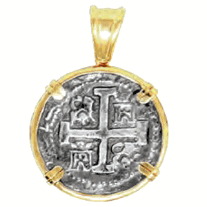 Ss Atocha Replica Coin Pendant W/14ky Frame, Prongs & Bail - TC2CPATOCT4