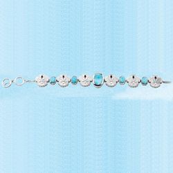 Ss Mar Azul Larimar Sand Dollar Link Bracelet - MAL129SB