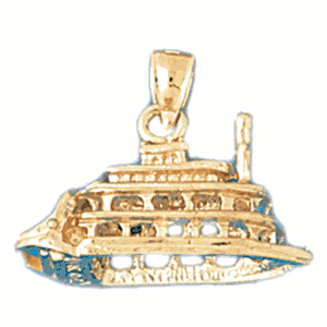 14K Gold Steam Boat Charm-Daz-1293