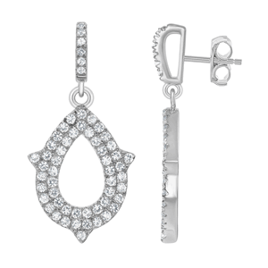Sterling Silver 1.25cttw White Topaz Teardrop Bridal Earrings  - BLD-6108