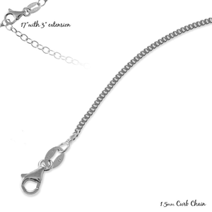 Sterling Silver 1.5mm Curb Chain - Rhodium Plated - 17 Inch - Q-5448