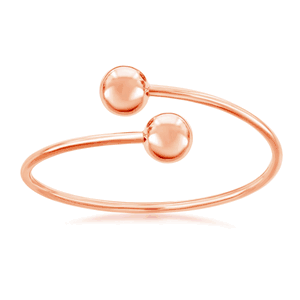 Sterling Silver 12mm Twin Bead Bangle - Rose Gold Plated  - U-6590