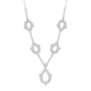 Sterling Silver 3.05cttw White Topaz Y Style Teardrop Bridal Necklace - 17 Inch - BLM-5364