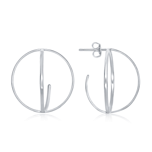 Sterling Silver 3D Open Round Earrings  - A-2476