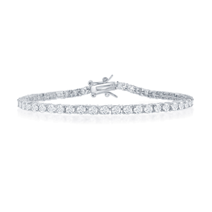 Sterling Silver 3mm Prong-Set Round CZ Tennis Bracelet - 7.5 Inch - T-5530