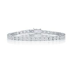 Sterling Silver 4mm Prong-Set Round CZ Tennis Bracelet - 7.5 Inch - T-5531-7.5