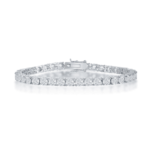 Sterling Silver 4mm Prong-Set Round CZ Tennis Bracelet - 7.5 Inch - T-5531-7.5
